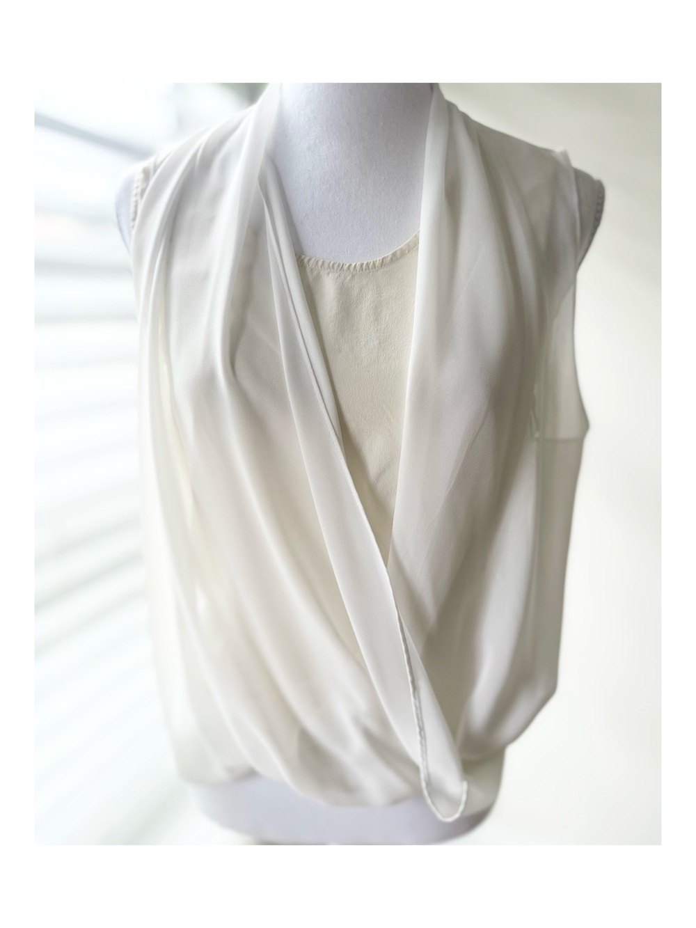 AllSaints Silk Blouse in Off-White